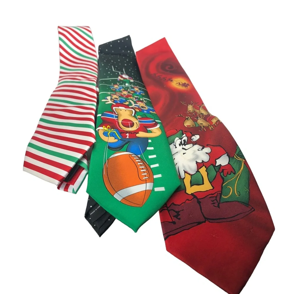 Lot Of 3 Christmas Novelty Ties Holiday Traditions Hallmark/NOEL/Merry Neck Ties